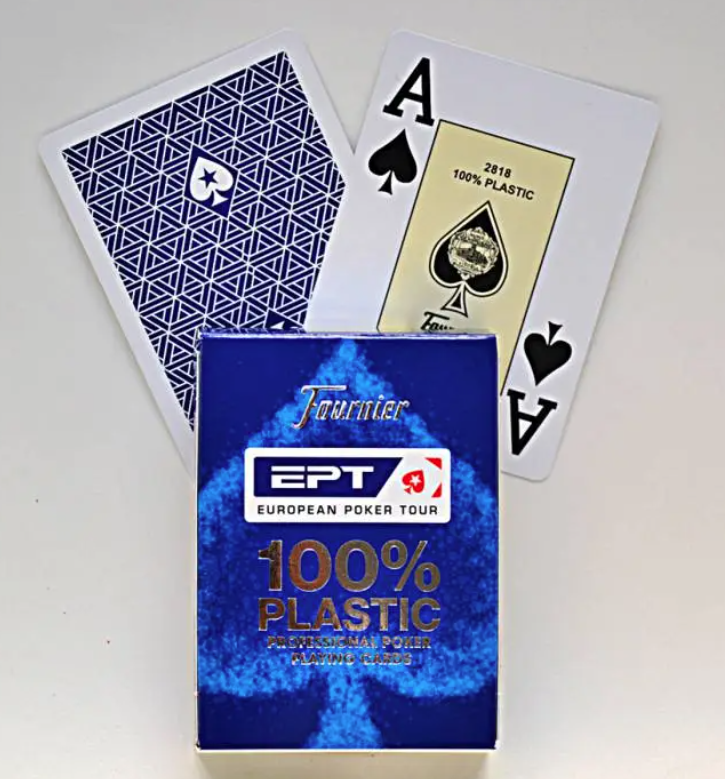 đ Fournier "EPT" BLEU - Jeu de 55 cartes 100% plastique â format poker - 2 index Jumbo