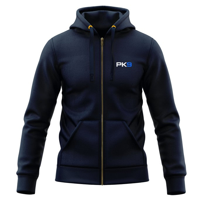 Sweat zippé Deluxe ADN PK9 bleu marine, vue de face