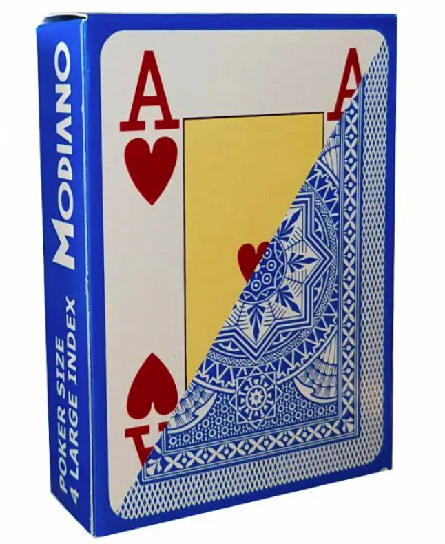 🃏 Modiano "CRISTALLO BLEU" - Jeu de 55 cartes 100% plastique – format poker - 4 index jumbo