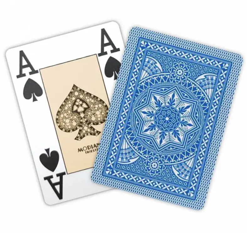 🃏 Modiano "CRISTALLO BLEU" - Jeu de 55 cartes 100% plastique – format poker - 4 index jumbo