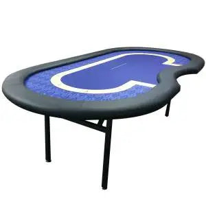 Table de poker de tournoi "BLUE" - pied pliants - emplacement dealer – 10 joueurs, format Haricot