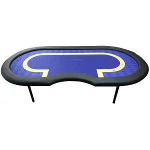 Table de poker de tournoi "BLUE" - pied pliants - emplacement dealer – 10 joueurs, format Haricot
