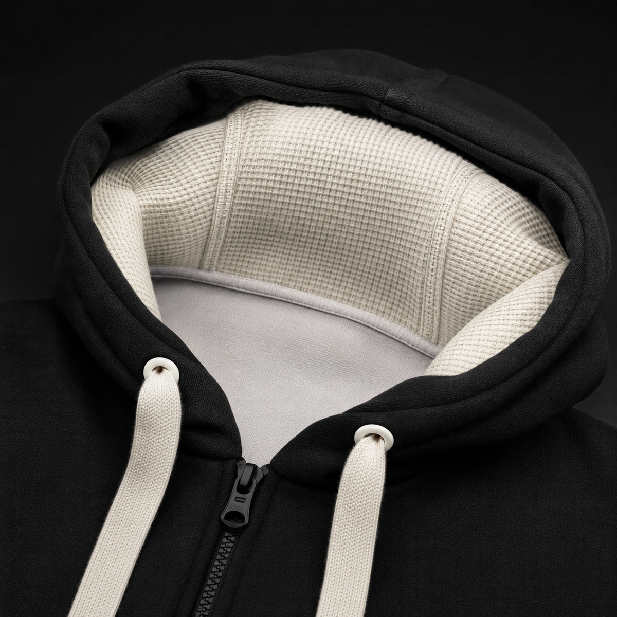 Deluxe High Roller – détail capuche doublée en tissu gaufré