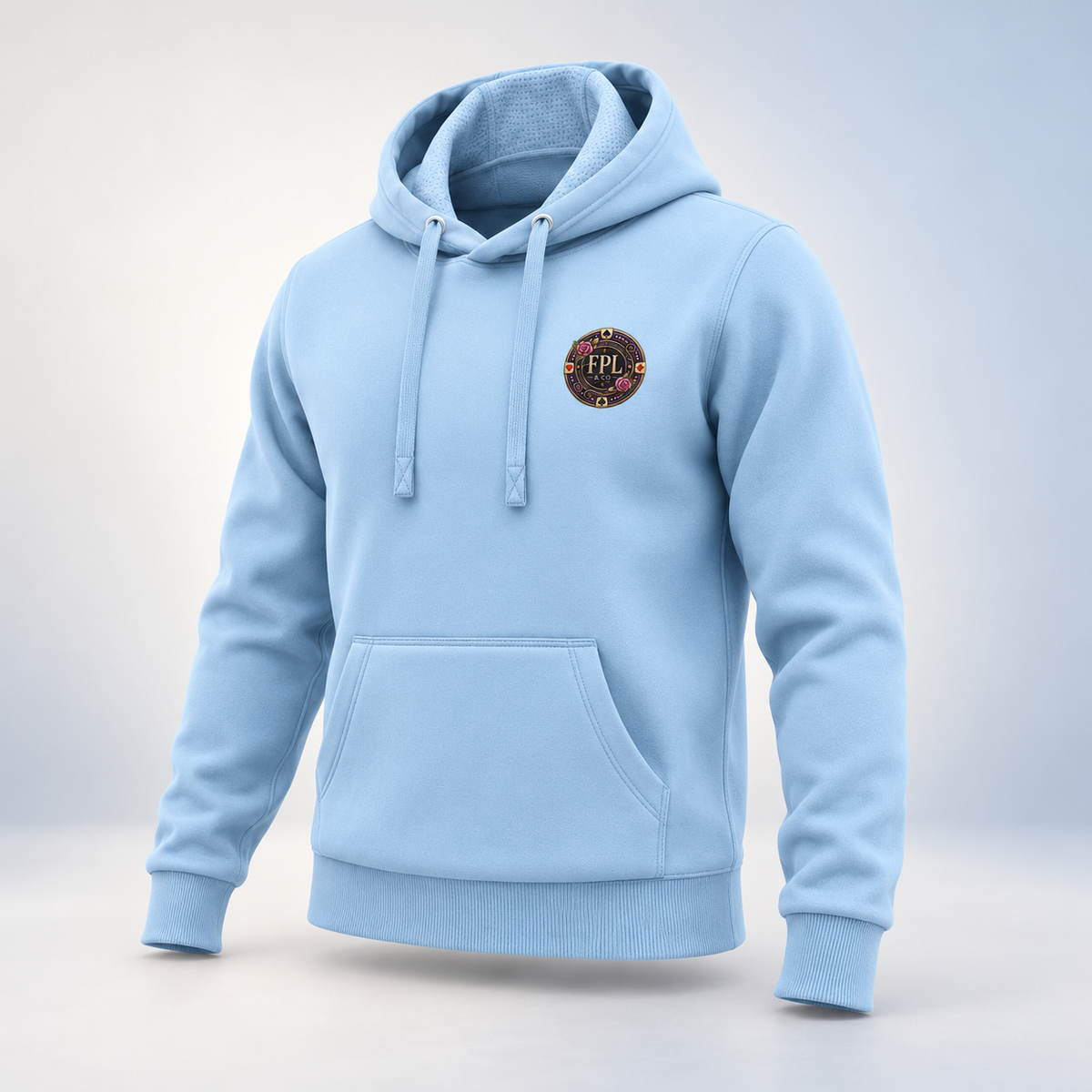 Hoodie Grinder Deluxe FPL × PK9 bleu ciel — visuel e-commerce 2 sur 10