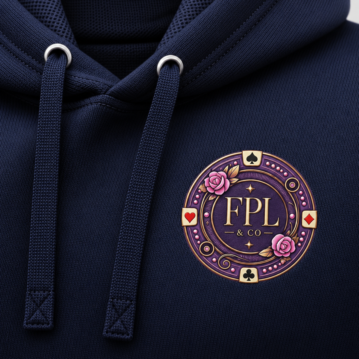 Hoodie Grinder Deluxe FPL × PK9 bleu nuit — visuel e-commerce 1 sur 10