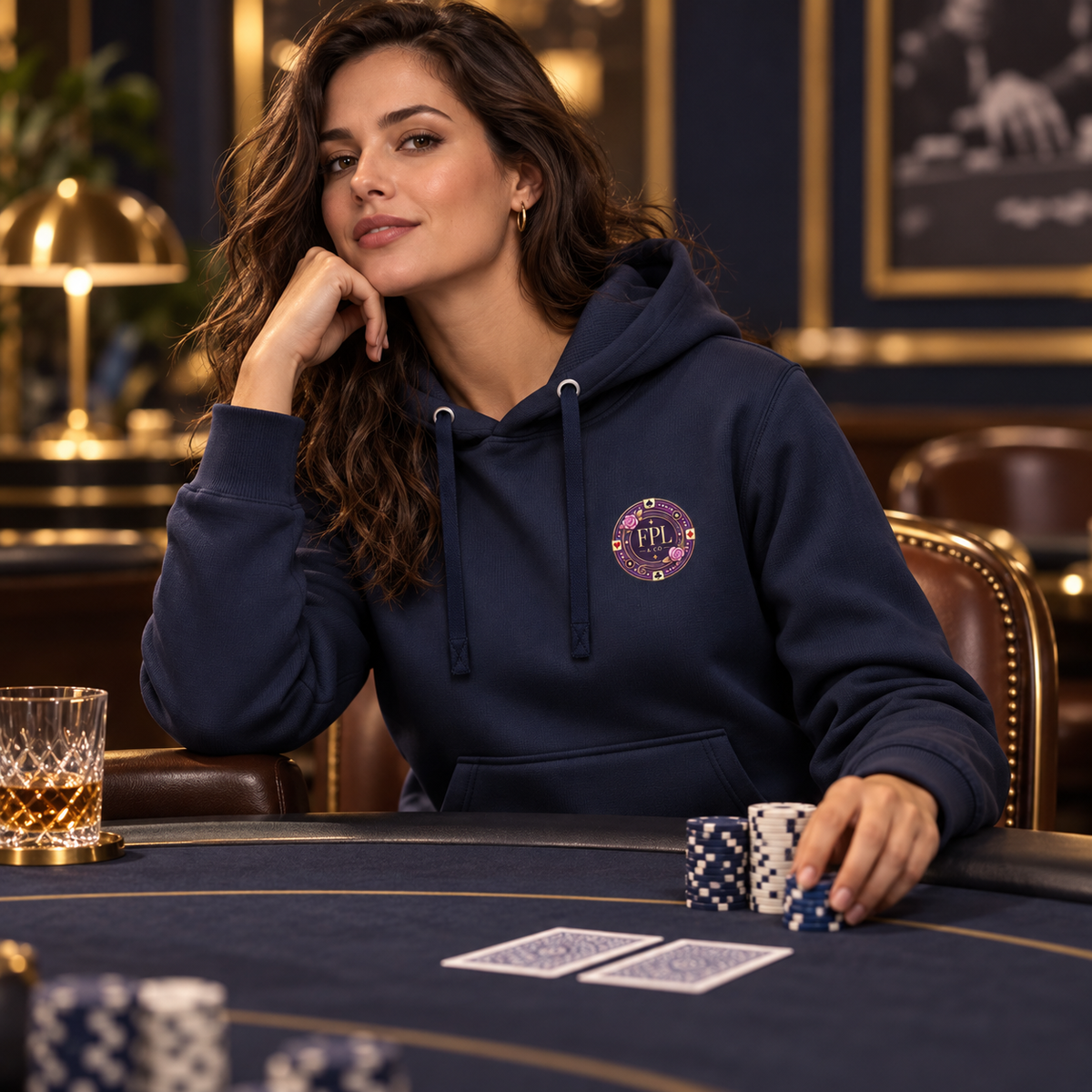 Hoodie Grinder Deluxe FPL × PK9 bleu nuit — visuel e-commerce 2 sur 10
