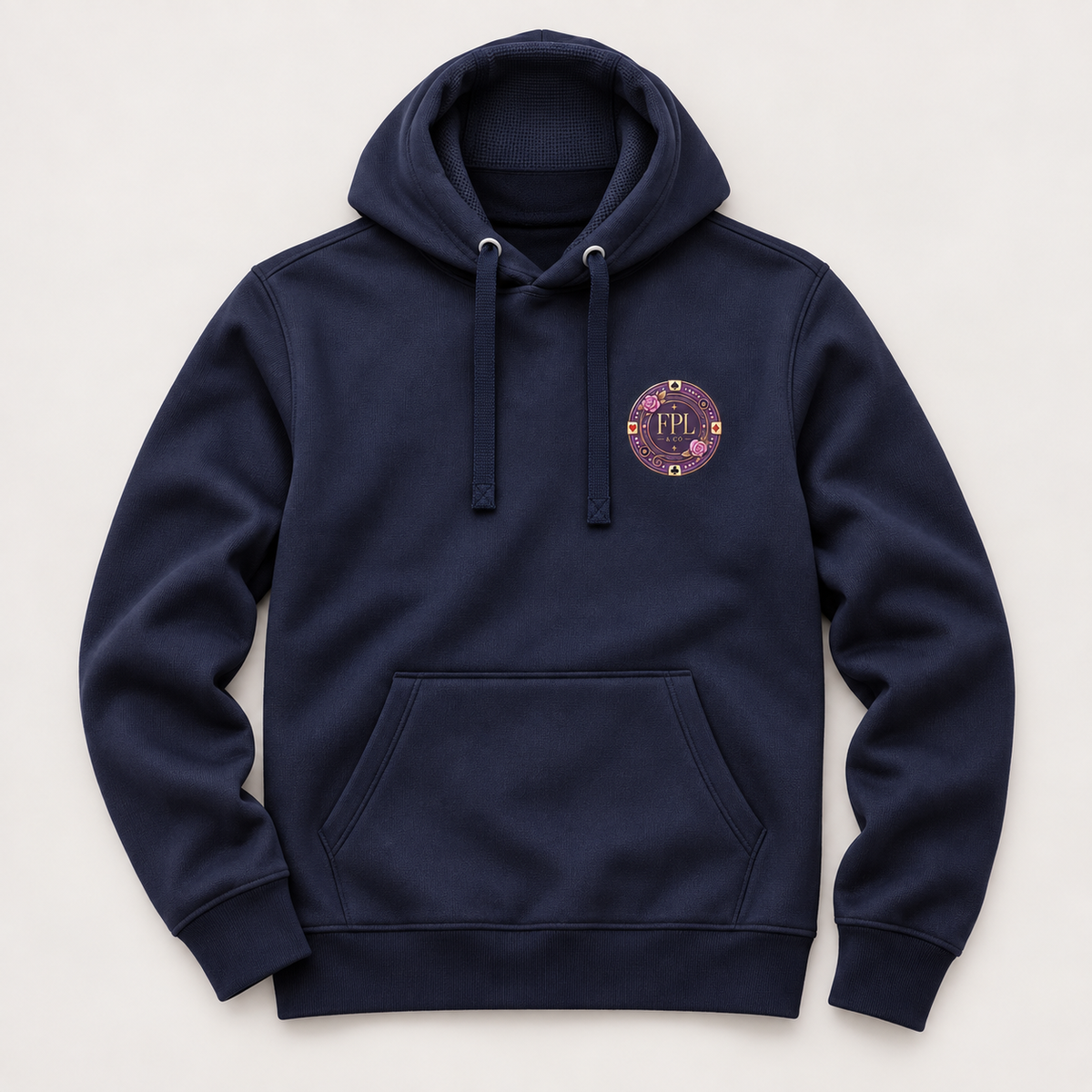 Hoodie Grinder Deluxe FPL × PK9 bleu nuit — visuel e-commerce 8 sur 10