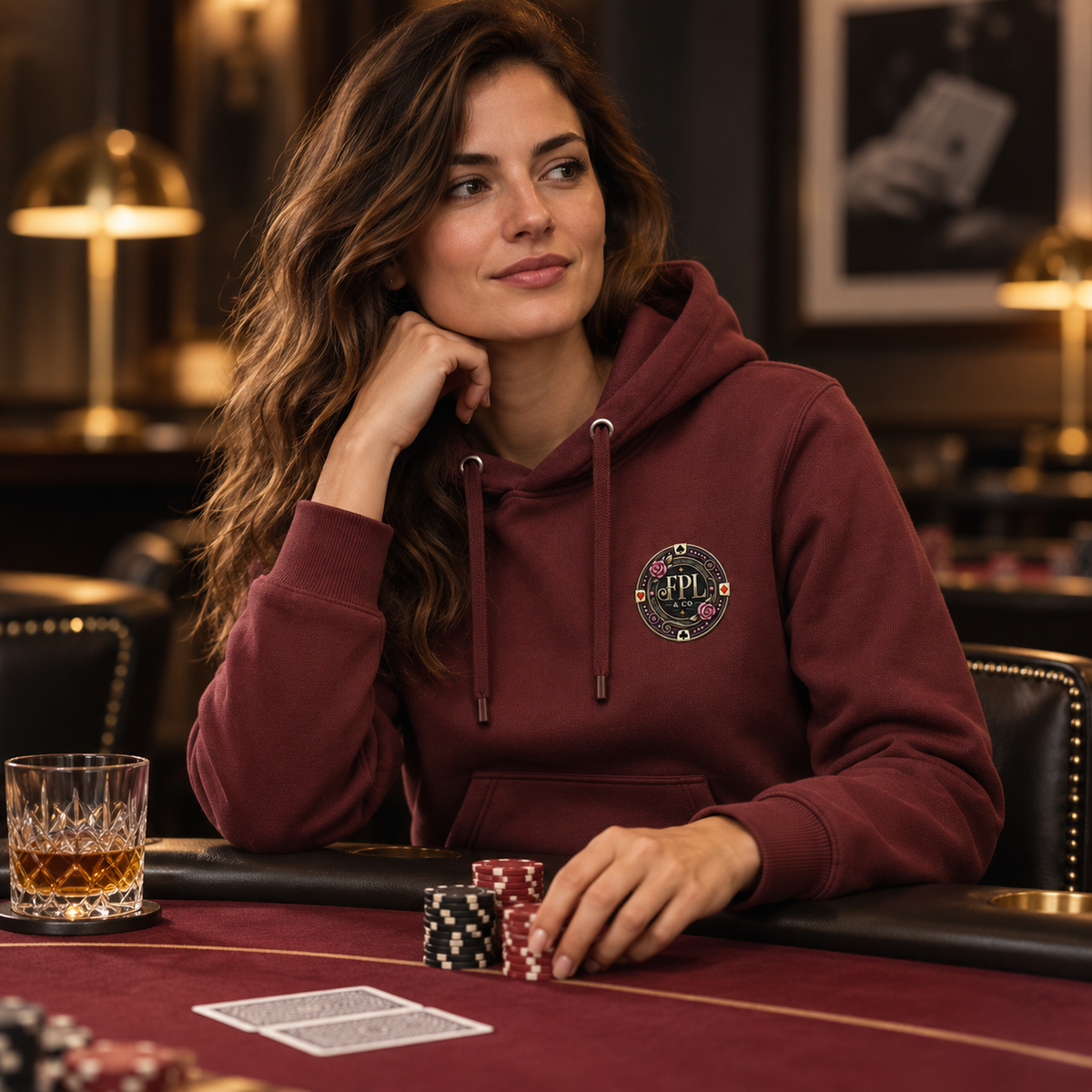 Hoodie Grinder Deluxe FPL × PK9 bordeaux — visuel e-commerce 1 sur 10