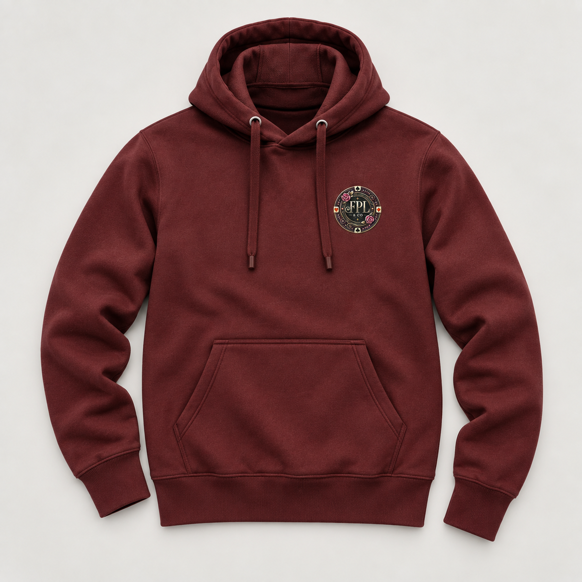 Hoodie Grinder Deluxe FPL × PK9 bordeaux — visuel e-commerce 8 sur 10