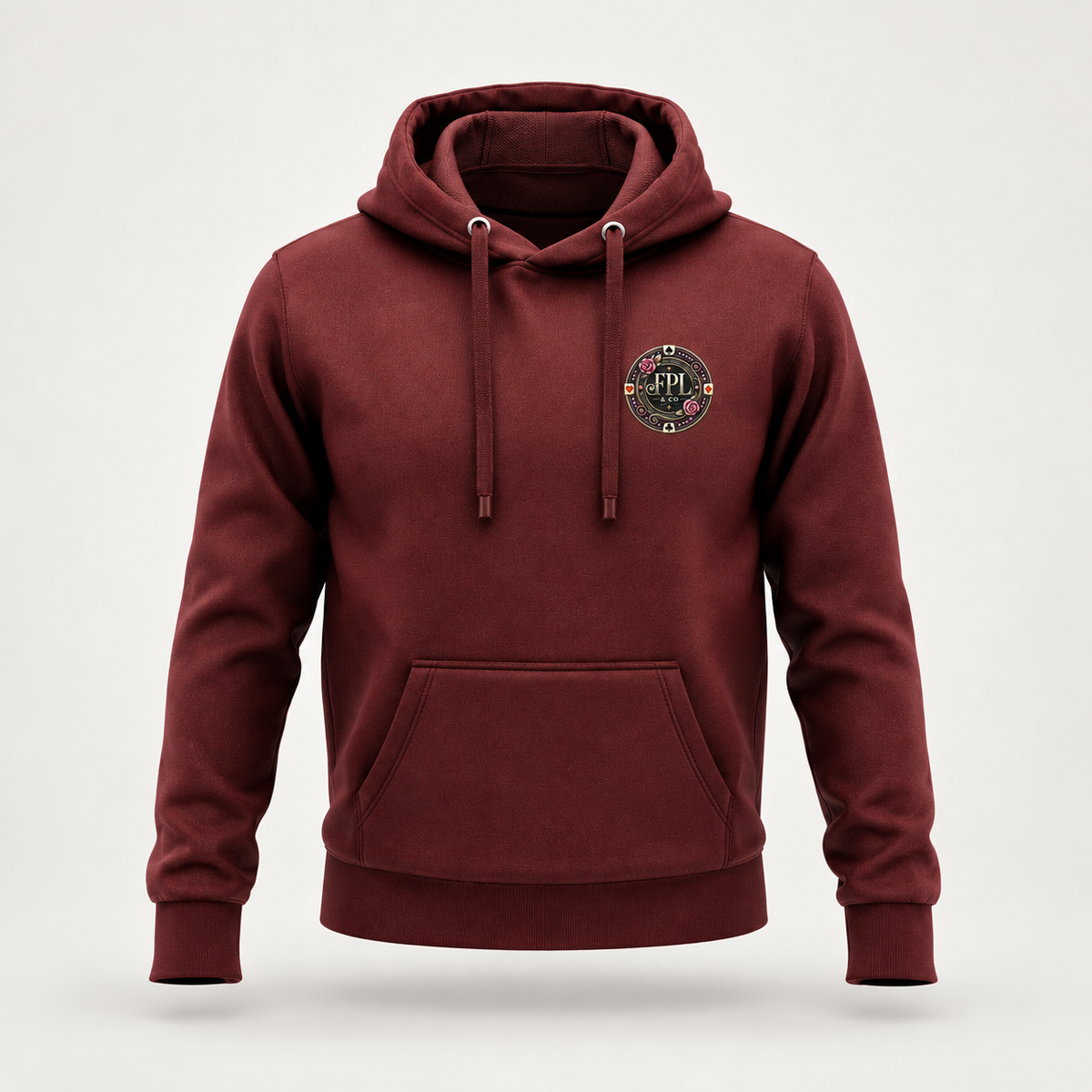 Hoodie Grinder Deluxe FPL × PK9 bordeaux — visuel e-commerce 10 sur 10