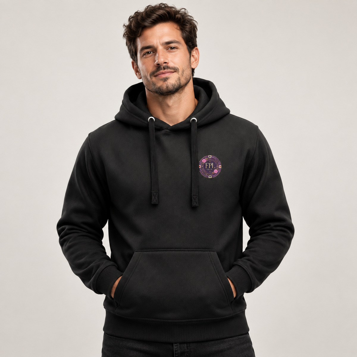 Hoodie Grinder Deluxe FPL × PK9 noir — visuel e-commerce 4 sur 10
