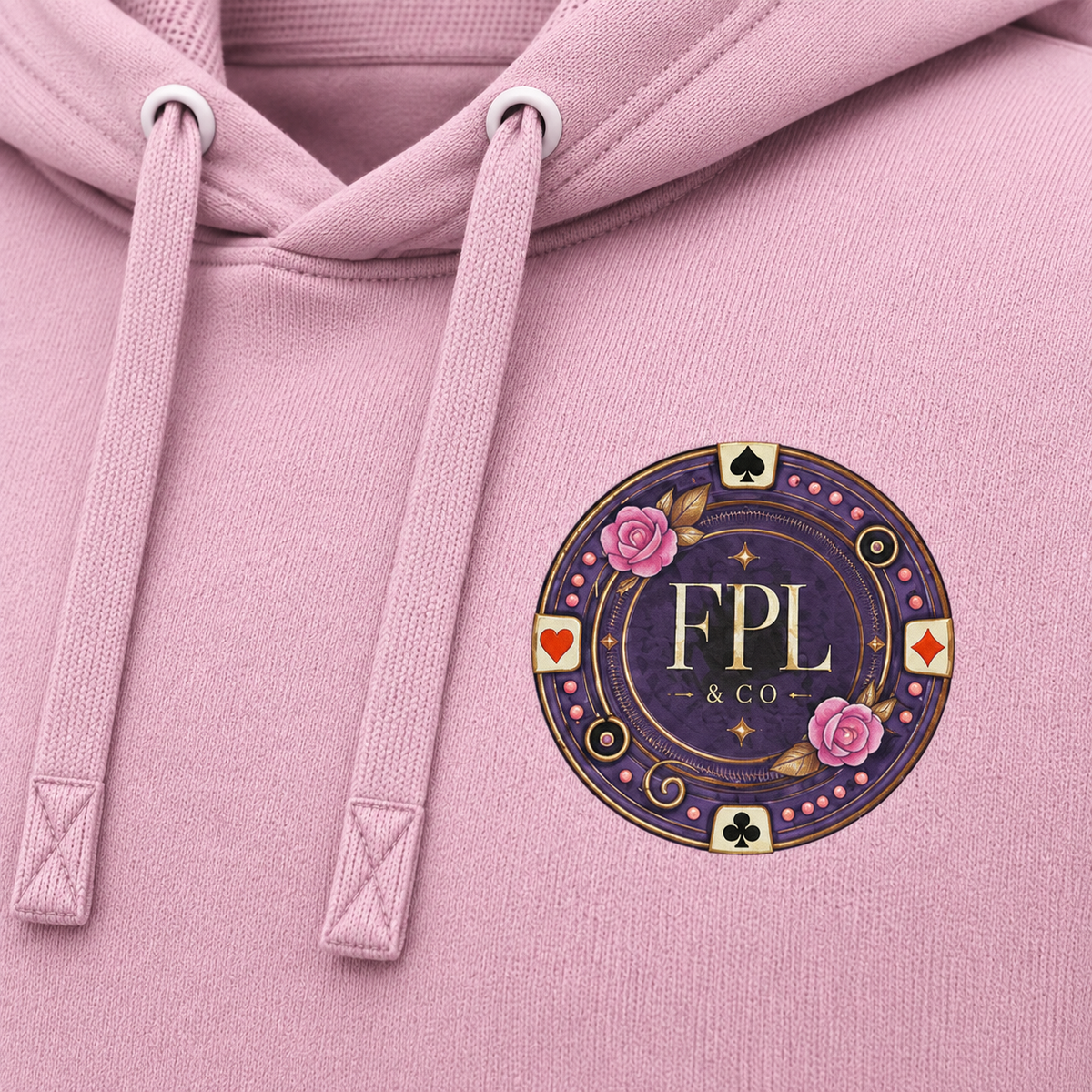 Hoodie Grinder Deluxe FPL × PK9 rose poudré — visuel e-commerce 2 sur 10