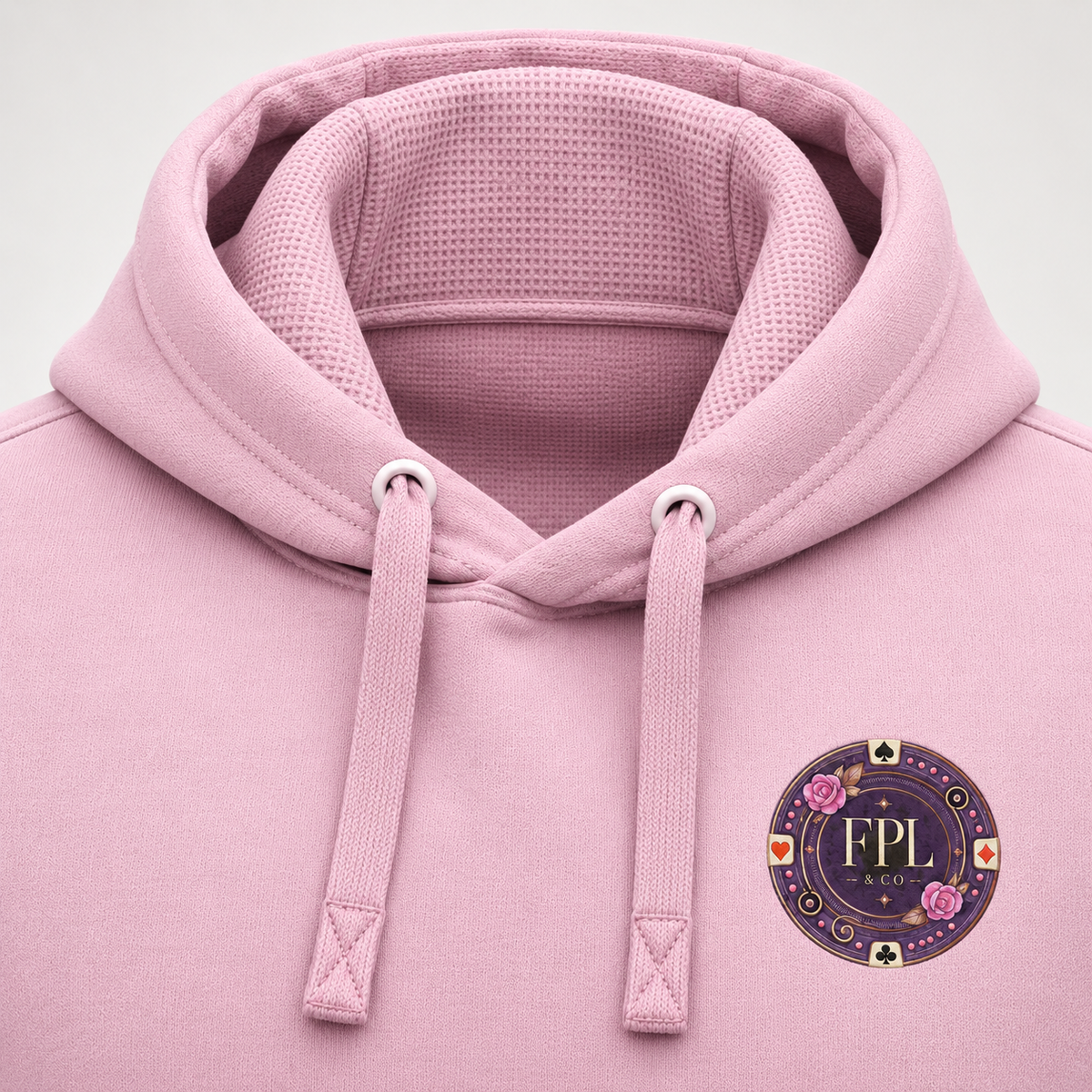 Hoodie Grinder Deluxe FPL × PK9 rose poudré — visuel e-commerce 3 sur 10