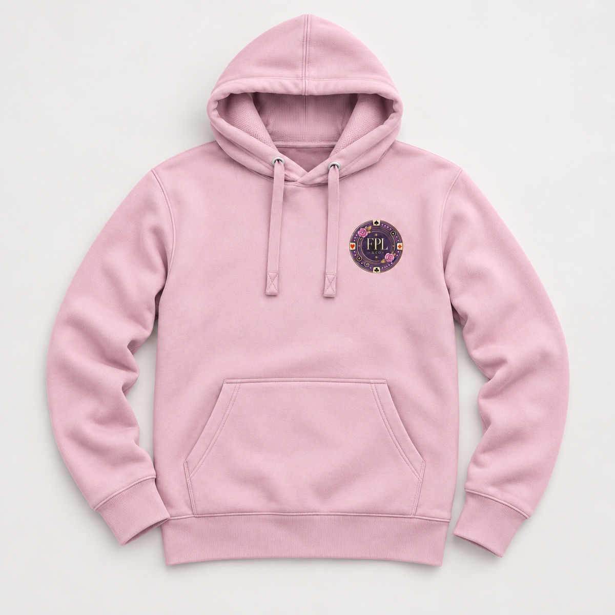 Hoodie Grinder Deluxe FPL × PK9 rose poudré — visuel e-commerce 6 sur 10
