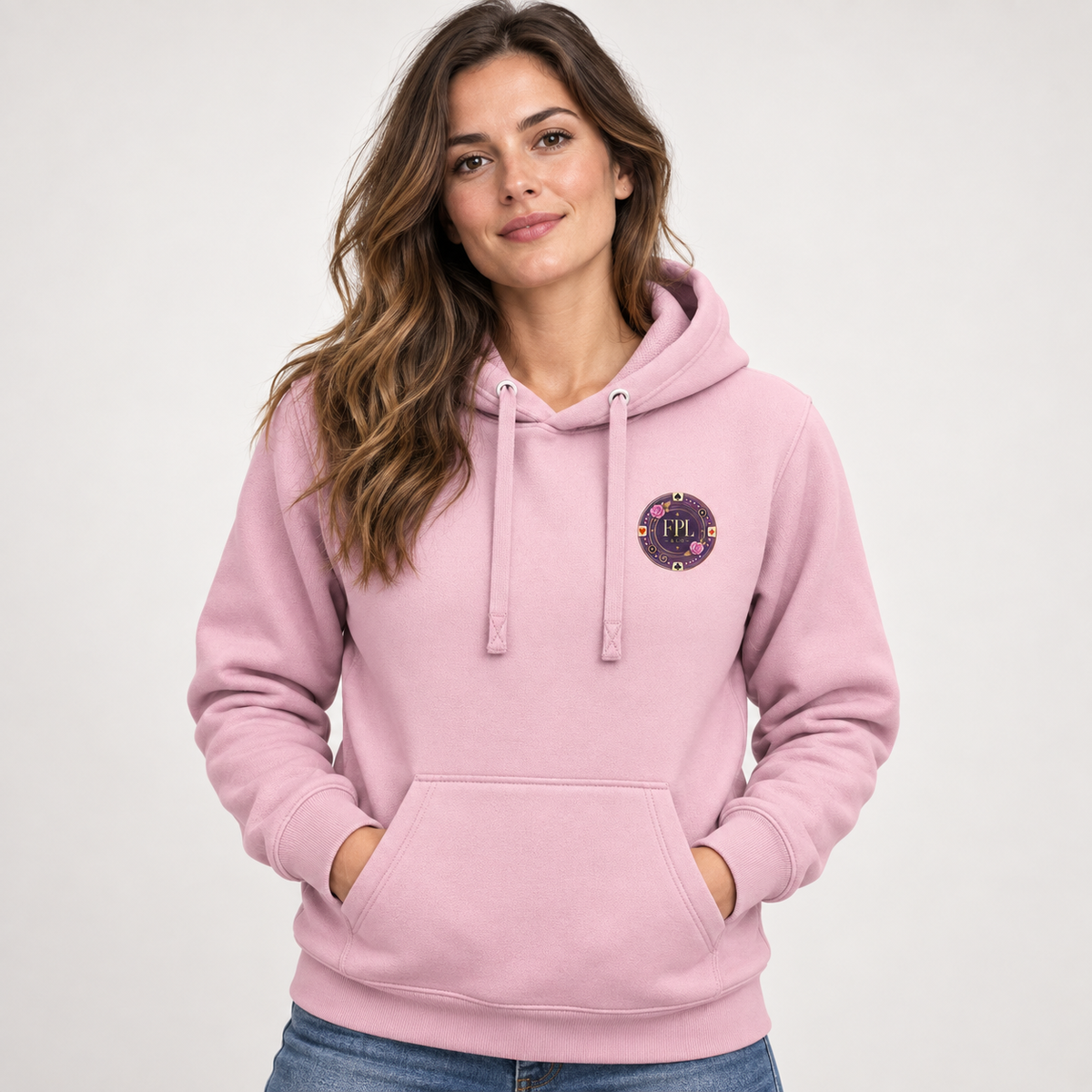 Hoodie Grinder Deluxe FPL × PK9 rose poudré — visuel e-commerce 7 sur 10