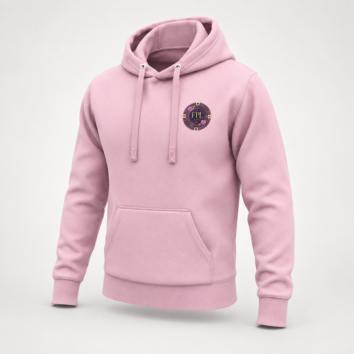 Hoodie Grinder Deluxe FPL × PK9 rose poudré — visuel e-commerce 9 sur 10