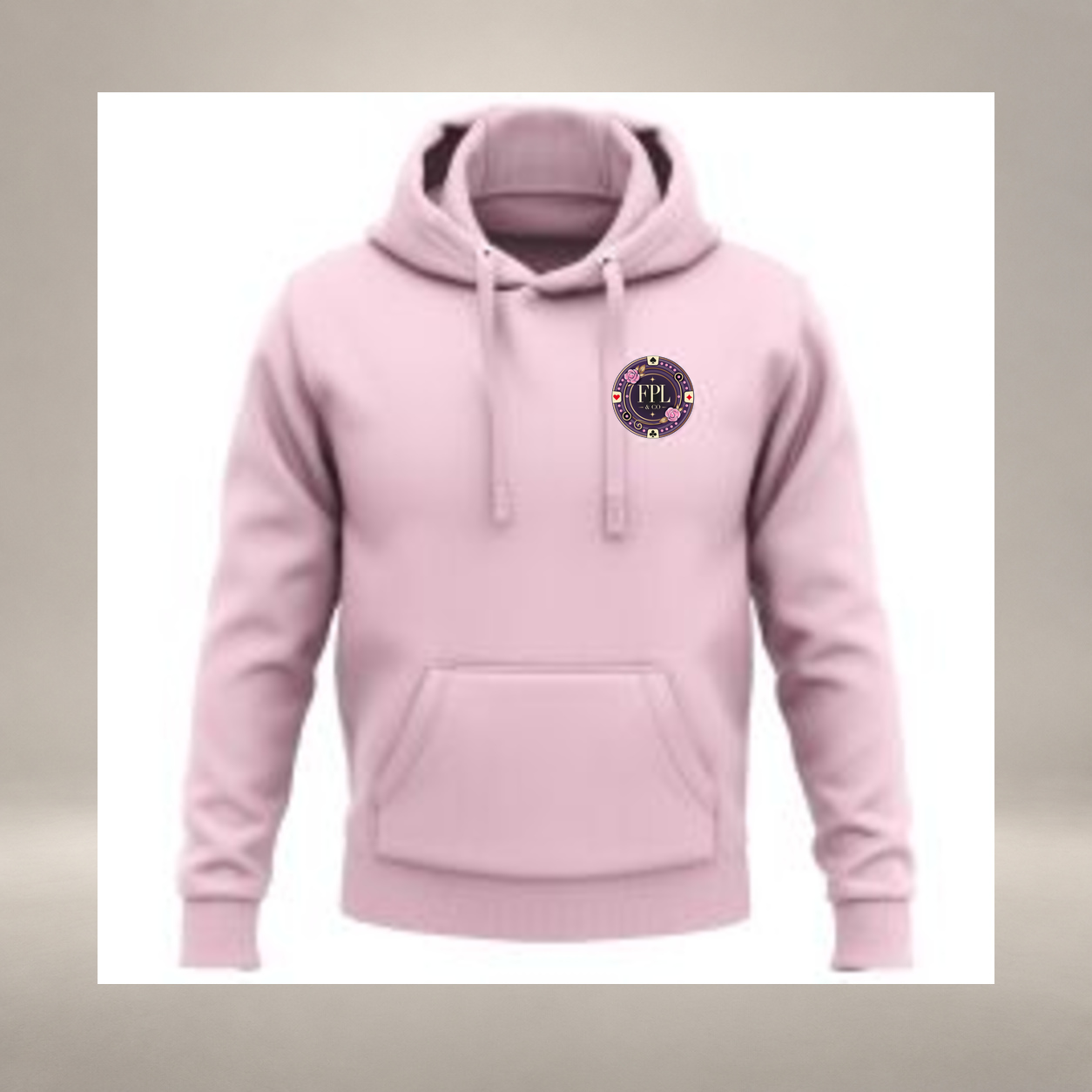 LA ROLLS DES HOODIES FPL — Rose poudré, vue face, logo FPL exact