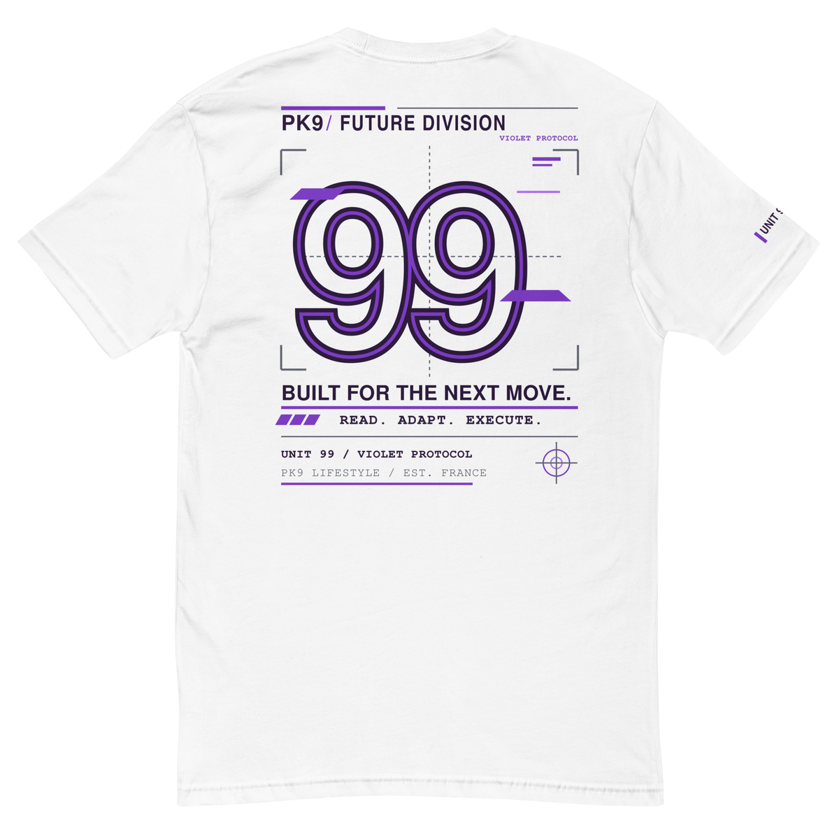 Future Division — REDSHIFT-9 Tee — Blanc — Product mockup