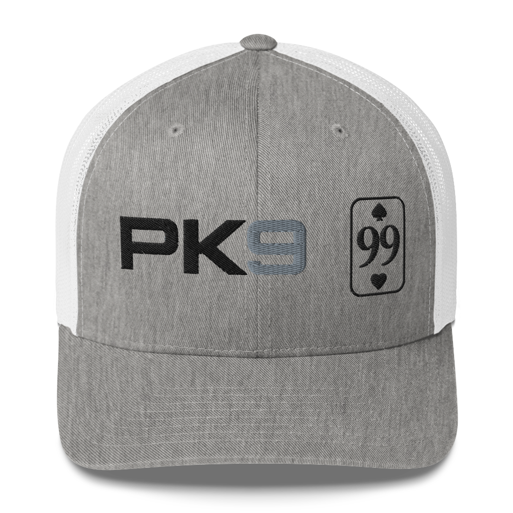 Casquette Trucker Essential — Heather Grey Blanc — vue de face