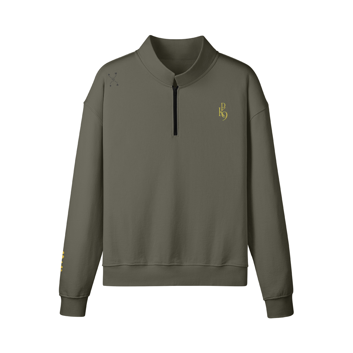 PK9 Gold Club Half-Zip 380 GSM Charcoal Grey — vue face