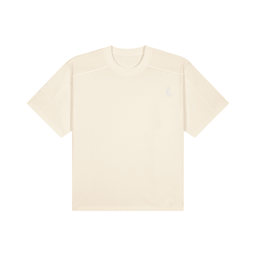 PK9 Gold Club Boxy Tee — Cream — vue de face