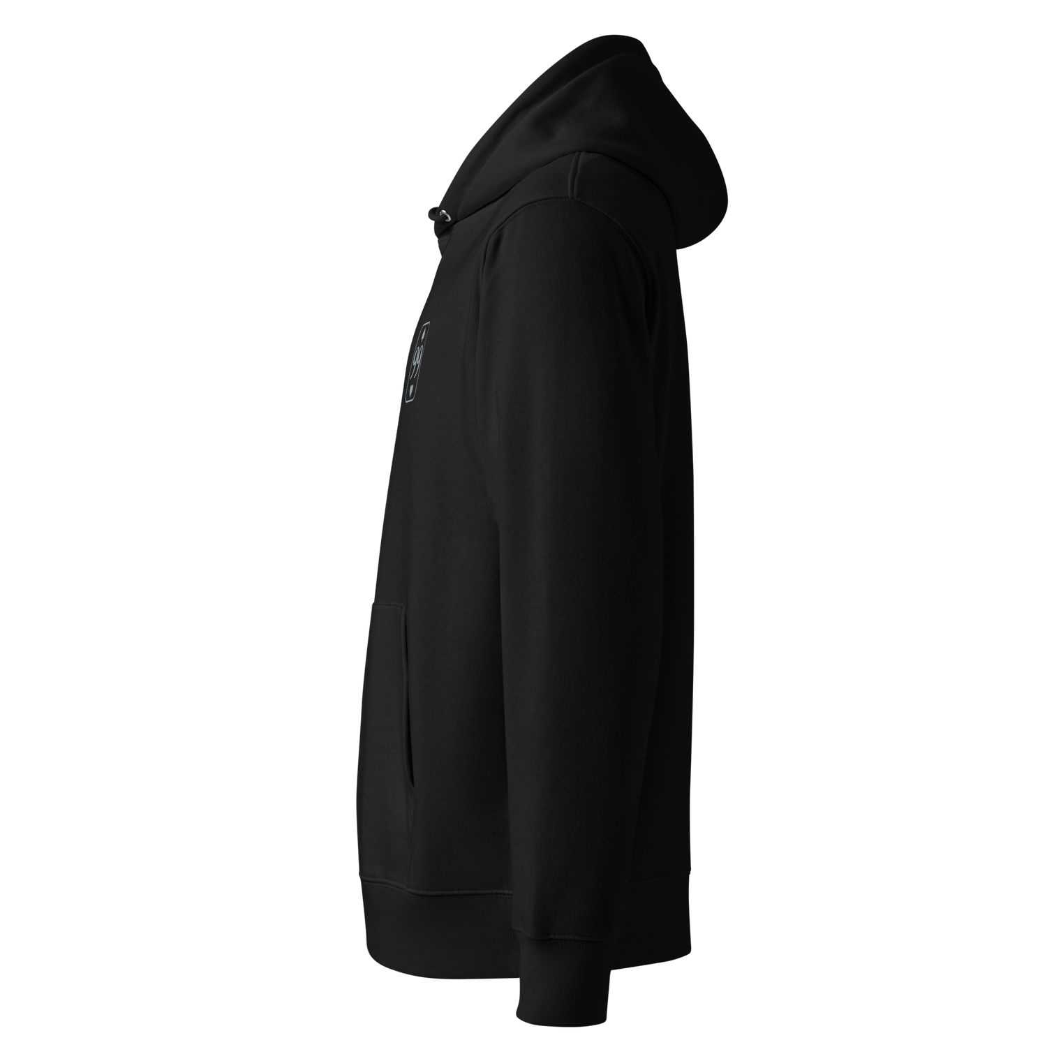 Hoodie Bio Essential Silver Edition — Noir — profil gauche