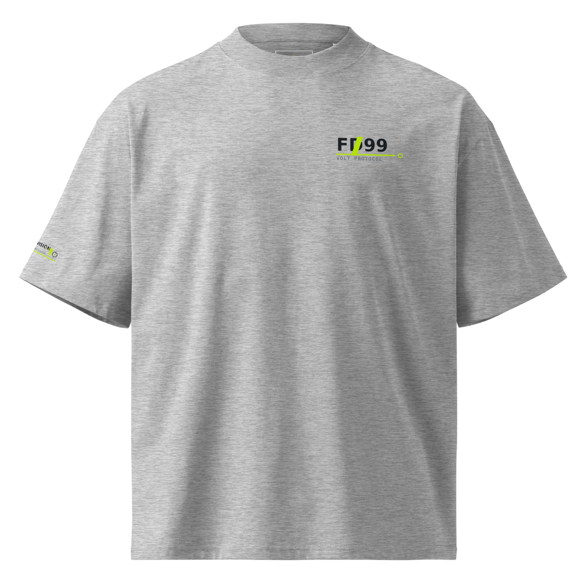Future Division — HALO-9 Oversize Tee — Gris Chiné — Product mockup