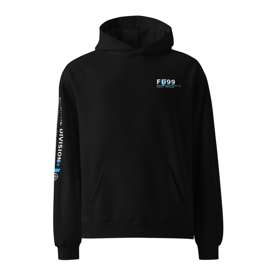 Future Division — VECTOR-9 Oversize Hoodie — Noir — Product mockup