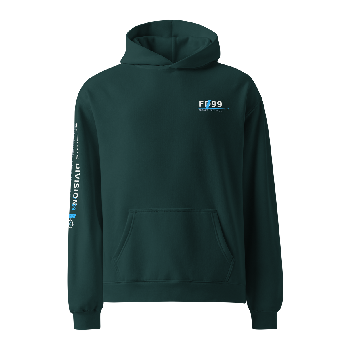 Future Division — VECTOR-9 Oversize Hoodie — Pine Green — Product mockup