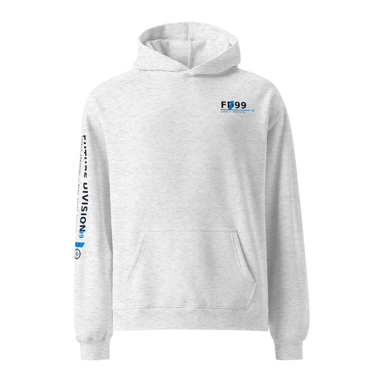 Future Division — PHASE-9 Oversize Hoodie — White Heather — Product mockup