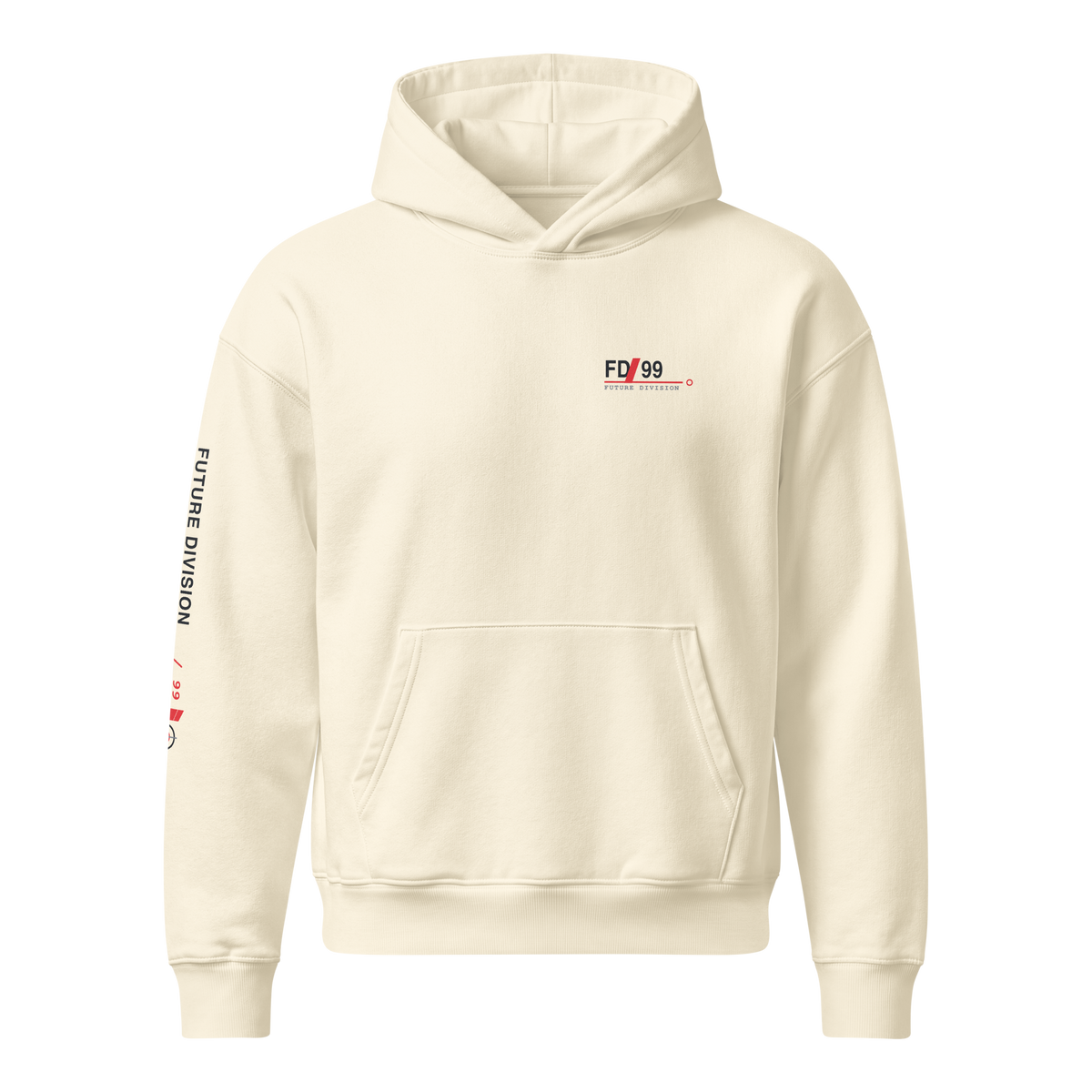 Future Division — NEXUS-9 Hoodie — Crème — Product mockup