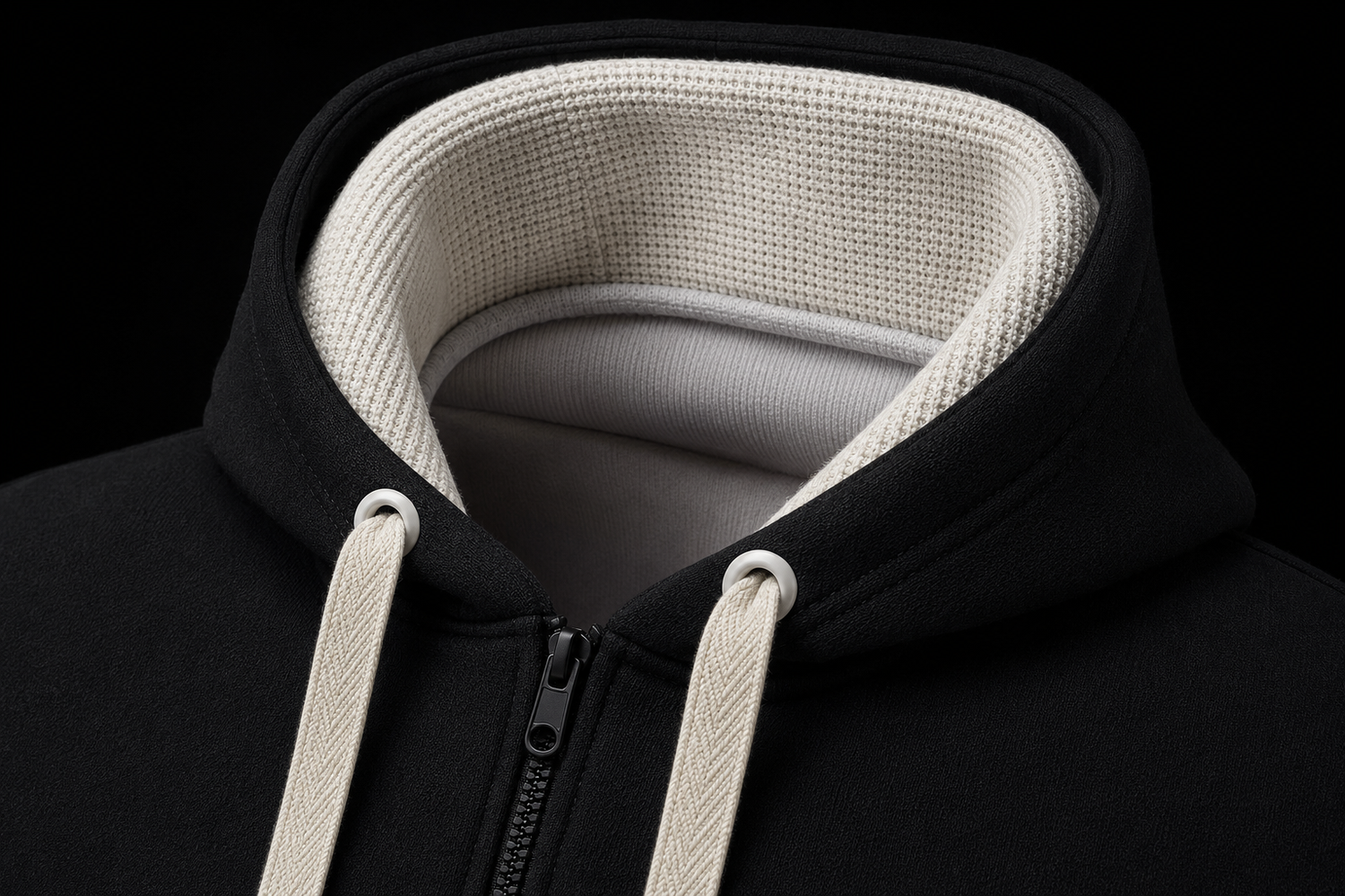 Détail de la capuche triple épaisseur du Zipper Deluxe APC