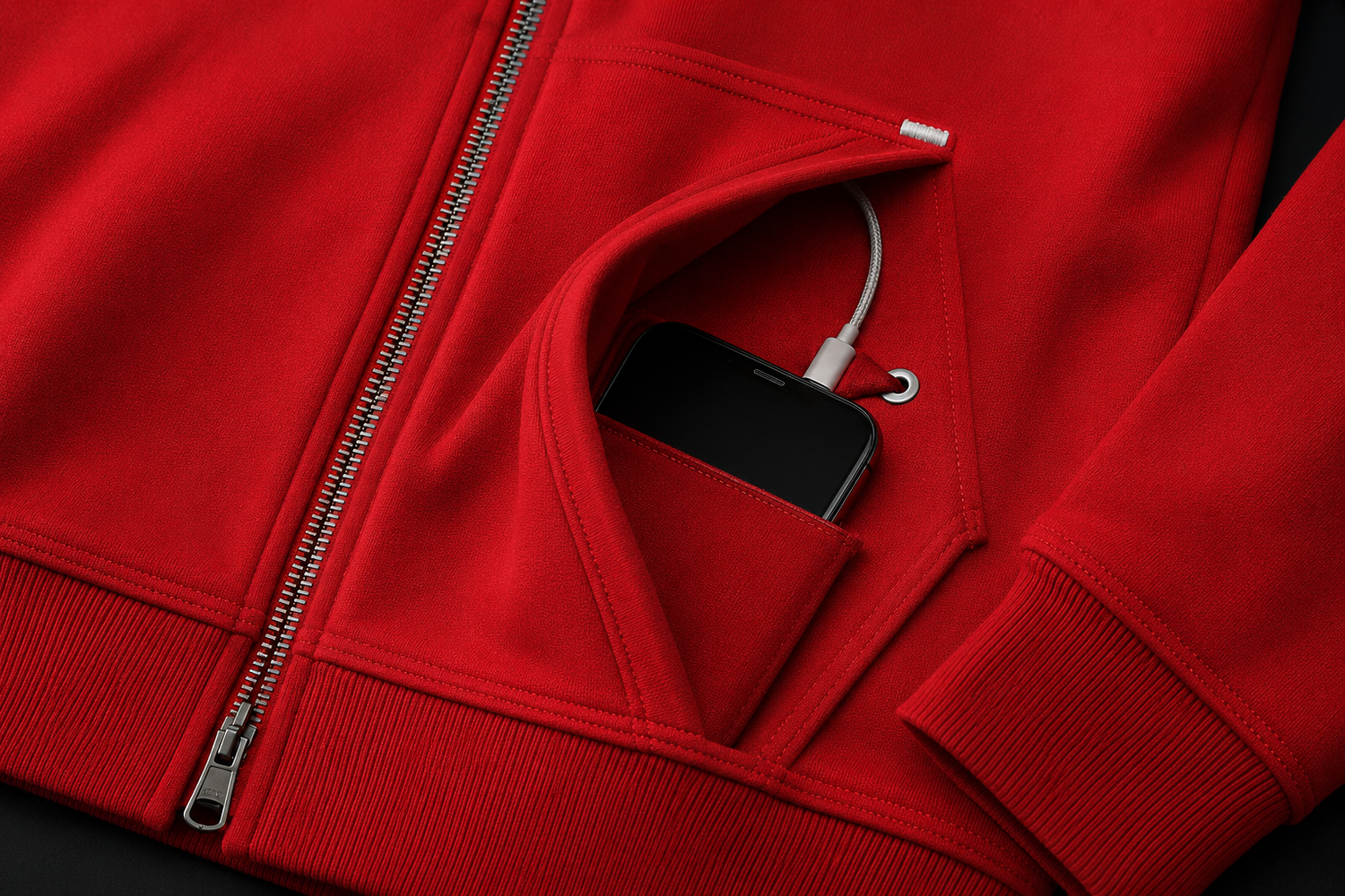 Détail de la poche smartphone et du zip métallique du Zipper Deluxe APC
