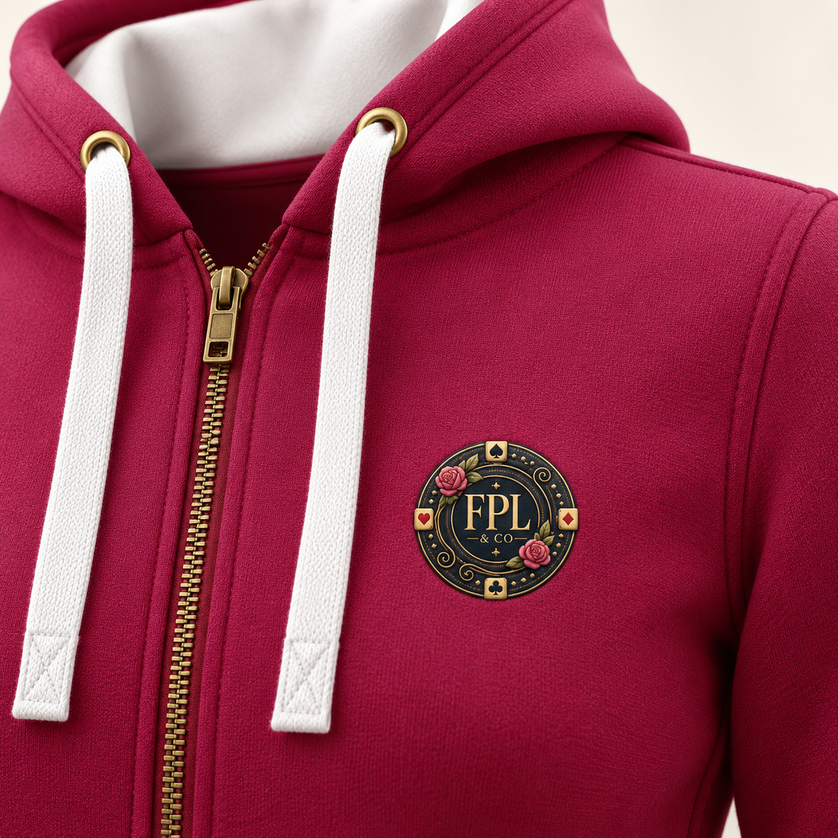 Zipper Deluxe FPL × PK9 — Framboise — macro finitions