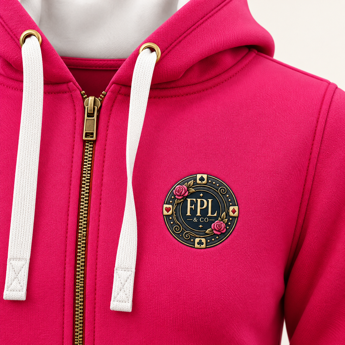 Zipper Deluxe FPL × PK9 — Rose intense — macro finitions