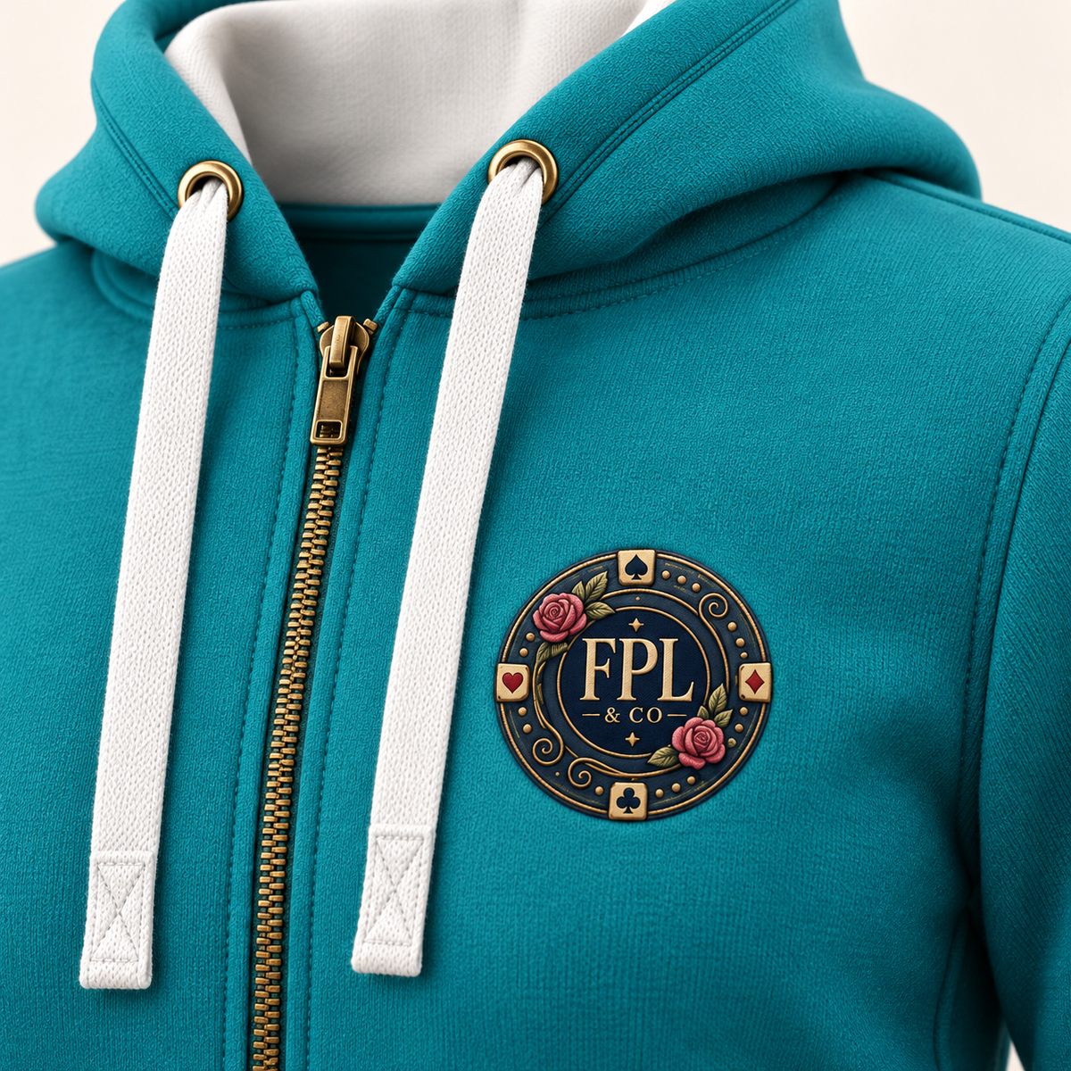 Zipper Deluxe FPL × PK9 — Turquoise — macro finitions