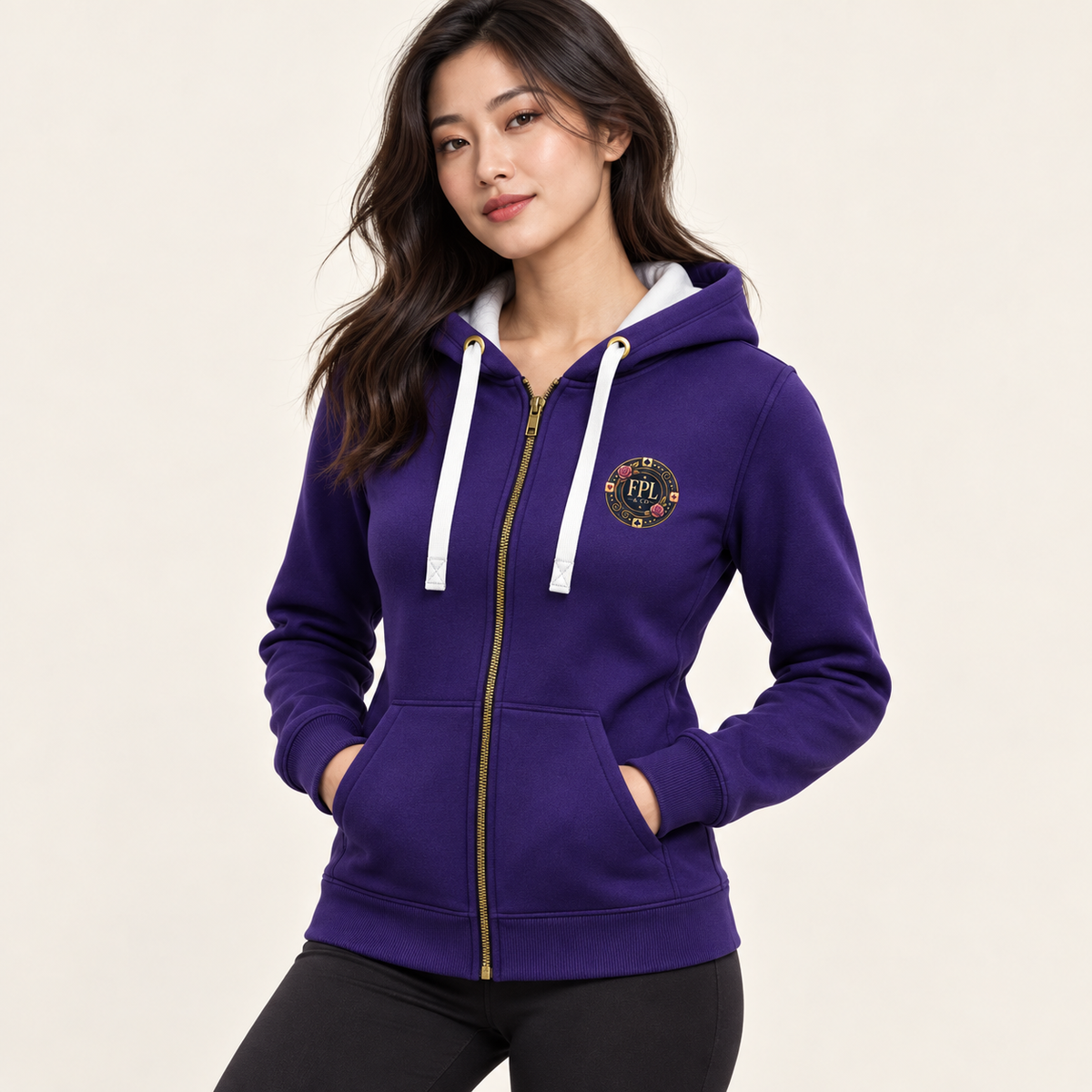 Zipper Deluxe FPL × PK9 — Violet — porté femme trois-quarts