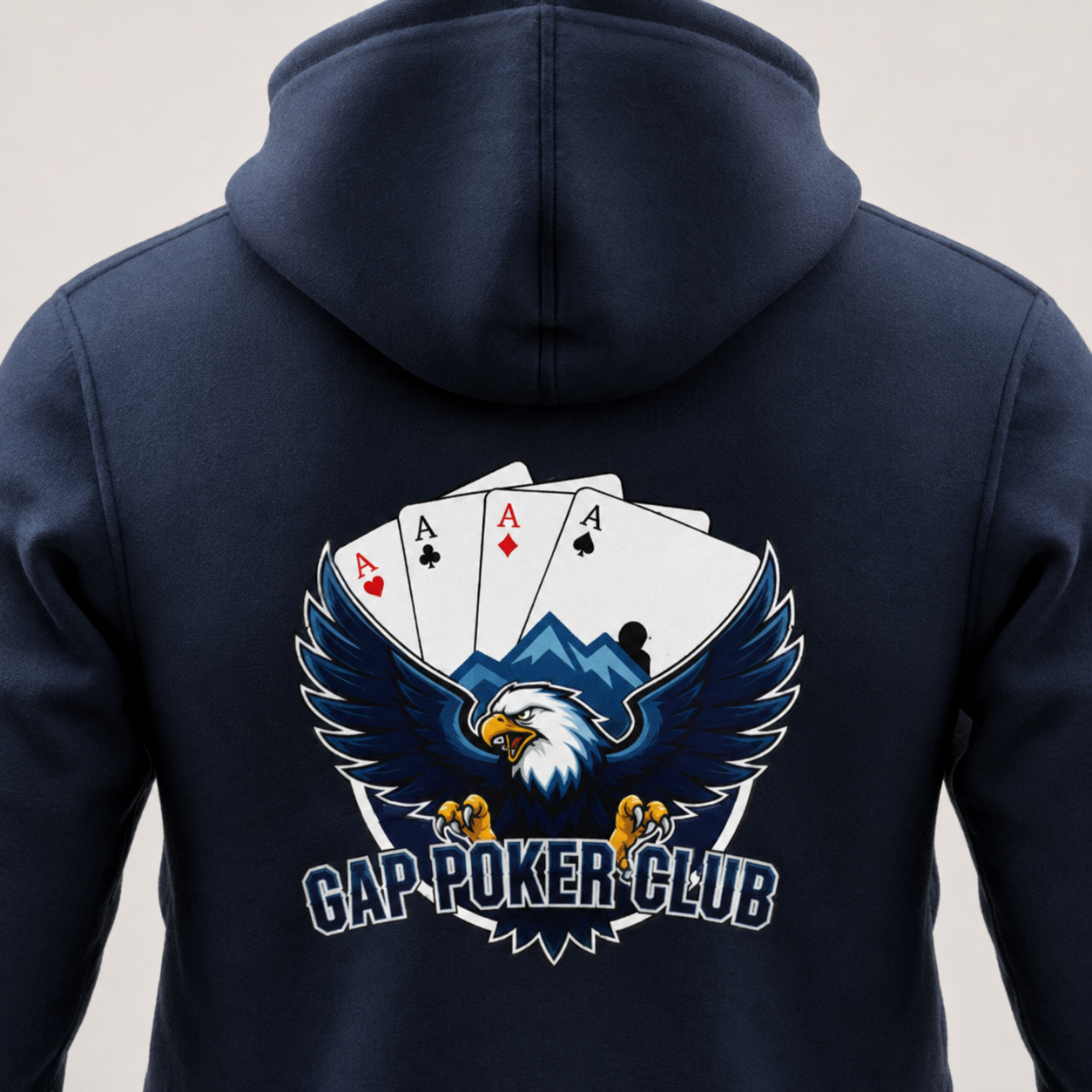 Zipper Deluxe PK9 × GAP Poker Club bleu nuit, détail du visuel dos