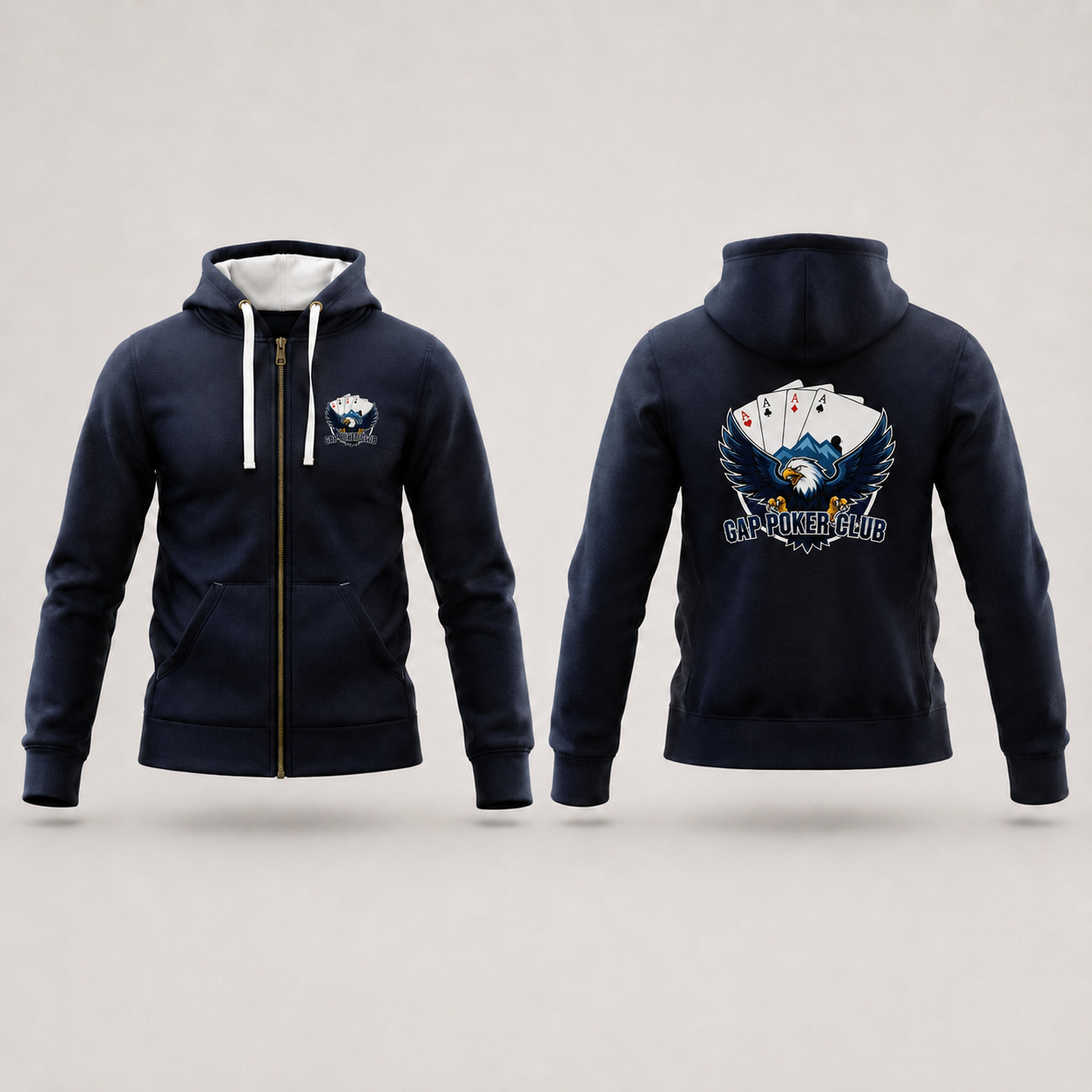 Zipper Deluxe PK9 × GAP Poker Club bleu nuit, vues face et dos